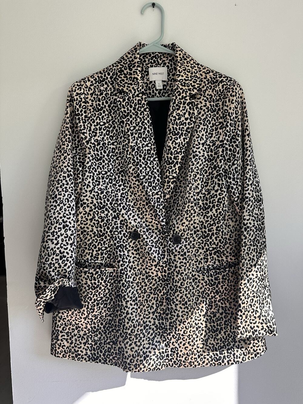 Nine West Women’s Small Satin Leopard Print Blazer Jacket Silky